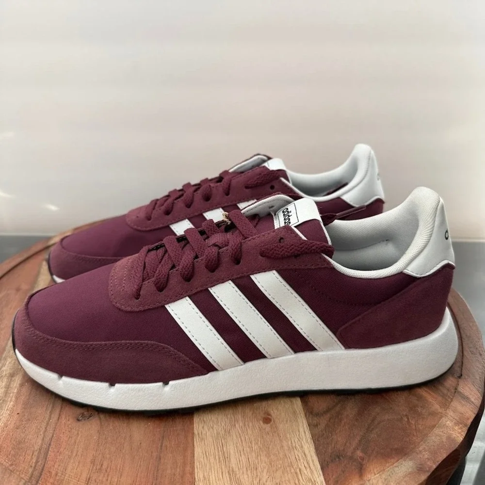 Adidas Run 60s 2.0 Mens Size 9 Burgundy White Retro Running Sneakers H00355 NWOB
